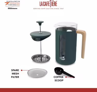 Френч-прес La Cafetière Pisa, 8 чашок, нержавіюча сталь, зелений, у подарунковій коробці