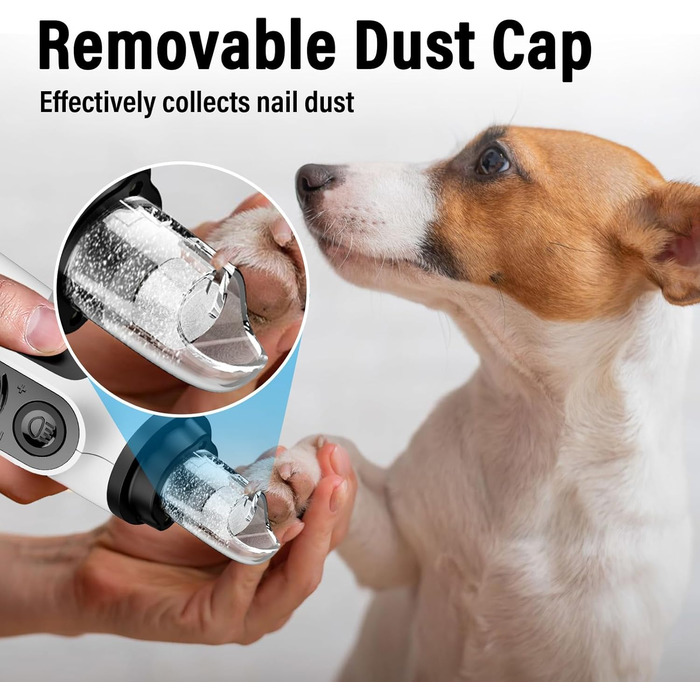 Шліфувальник кігтів для собак Casfuy Smarter Krallenschleifer 6-ступінчатий – 50% потужніший, з 2 LED-лампами, тихий, акумуляторний, для собак та котів великих, середніх та малих порід, білий