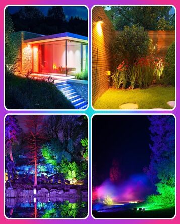 MEIKEE 60W RGB Spotlight with Remote Control, 30 Modes, 10 Colors, Timer, RGB Floodlight, IP66 Waterproof, 6 Brightness Levels, Projector, Colorful, Christmas, Halloween, Party LED Spotlight, Color Decorative, 2 Pieces