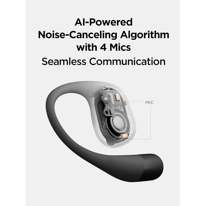 Навушники 1MORE S31 Open Ear Bluetooth 5.3, спортивні, бездротові, ENC мікрофон, 38 годин, IPX5, потужний бас, чорні