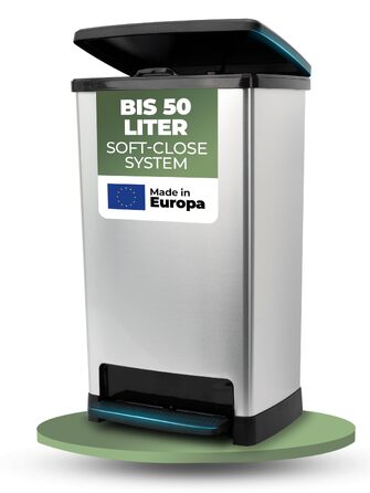 Сміттєвий відер Novaliv на 50 л з кришкою та педаллю, сенсор Soft-Close, герметичний контейнер для кухні та дому