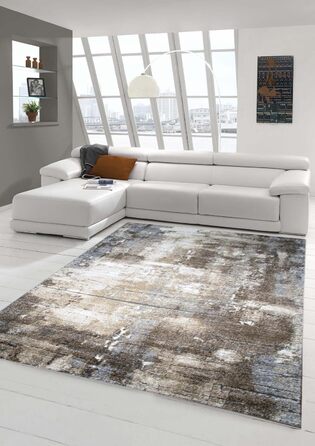 Dreamy Rug ROUND Designer Rug Living Room modern ABSTRACT Lines brown beige gray cream melange Size 80 cm round 80 cm round Beige Gray