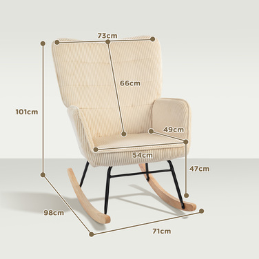 HOMCOM Rocking Chair, Rocking Armchair with Rope Design, Armrests, Chair with Wooden Skids, Recliner for Living Room, Bedroom, Beige | Aosom