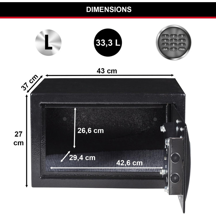 Сейф Master Lock з електронним кодовим замком, 16 л, 22 x 35 x 27 см