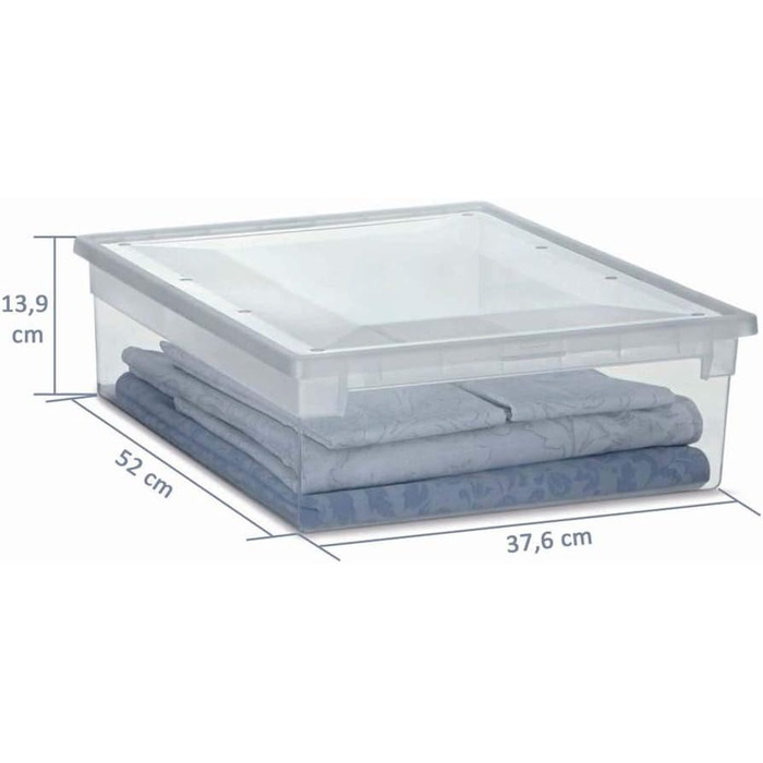 Kreher 2-Piece XL Storage Boxes with Lid made of Transparent Plastic and XL Storage Volume! Dimensions: 37.6 x 52 x 13.9 cm