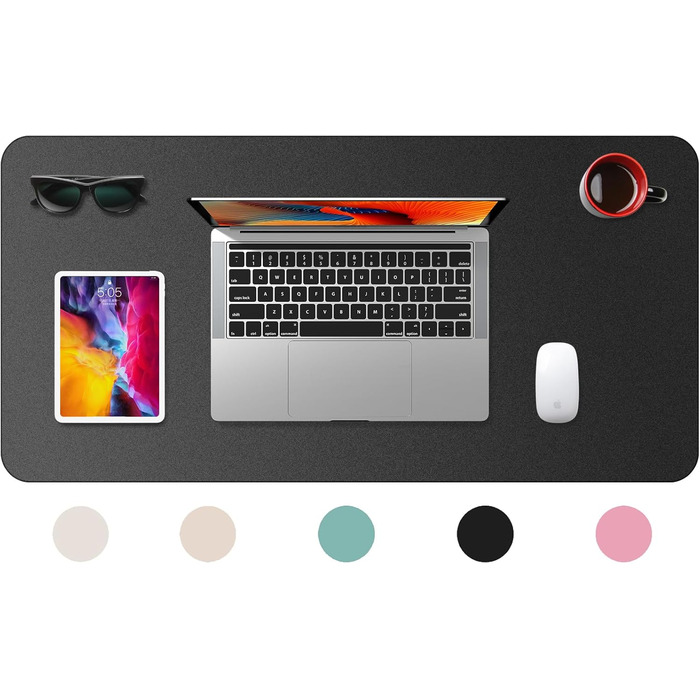 Підкладка для столу 80x40 см - XXL килимок для миші з PU-шкіри, вологостійкий та антиковзний - багатофункціональна підкладка для письма - для офісу/дому/ноутбука (Чорний)
