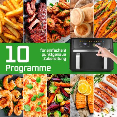 Фритюрниця готувальна повітрям Gourmetmaxx AirGenius 9 л (2 x 4,5 л) з 8 програмами | 2 камери для одночасного приготування | Сенсорний дисплей, для 8 осіб