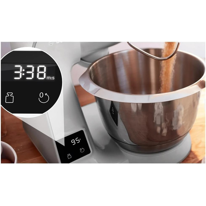 Bosch Kitchen Machine Series 4 MUM5XL72, integrated scale, 2x 3.9L bowls & MUZ5EB2, 550ml, homemade ice cream, sorbet, and frozen yogurt, white, compatible with Kitchen Machine Series 4 Grey / Silver 6 Accessories Bundle with ice cream maker