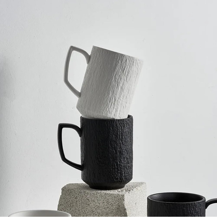 Набір з 4 чашок для еспресо Saumo з підставками, кераміка, 350 мл, білий – сучасний дизайн для дому, офісу та особливих випадків