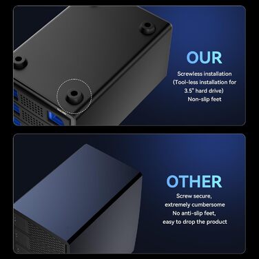 Корпус для жорстких дисків CENMATE з трьома відсіками для 2.5'/3.5' SATA HDD/SSD з USB 3.0, без інструментів, Daisy Chain, DAS (не RAID/NAS)