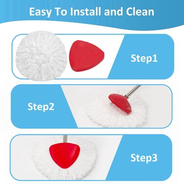 12 EasyWring rotating mop heads, microfiber pop replacement heads, 2 rotating mop covers. Microfiber mop heads can easily remove and absorb stubborn dirt.