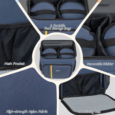 Чемодан-рюкзак для собак Anild: TSA-сертифікований, з 2 контейнерами для корму, 6 силіконових мисок, органайзером. Підходить для подорожей, походів, кемпінгу. Колір: темно-синій