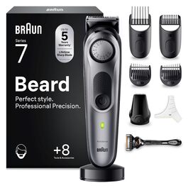 Триммер для бороди Braun Series 7 BT7420, акумуляторний, сірий - професійний тример з 40 насадками, водонепроникний, з Gillette Fusion5