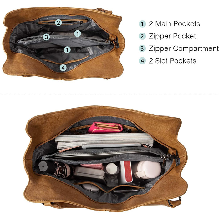 Жіноча сумка-шопер Reaer 2 в 1: сумка через плече та гаманець для офісу, навчання, подорожей (світло-коричнева)