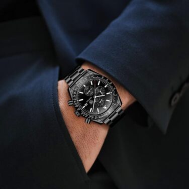 Годинник чоловічий BENYAR з коричневим шкіряним ремінком, кварцовий хронограф, відображення дати, водонепроникний, спортивний годинник з блакитно-чорним циферблатом, корпус з нержавіючої сталі