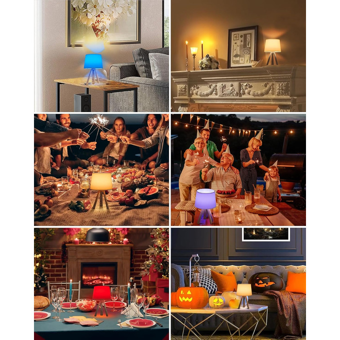 LED-лампа Egobasic настільна бездротова з пультом, таймером, регулюванням яскравості, акумулятором, змінним кольором, для спальні, кухні, вітальні (тринога з харчової смоли)