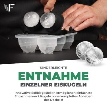 Neighbour's Friend Patented Ice Sphere Mold with XXL Ice Cube Mold - Large Round Silicone Ice Cube Mold for Cocktails, Whisky & Long Drinks - 6x Ice Cubes & 6x Ice Spheres, Dishwasher Safe