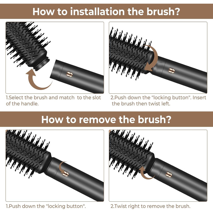 UKLISS Hairstyler 6 в 1 Airbrush: Професійний набір для укладки волосся - 1000W | Фен-щітка, плойка, брашшін, стайлер для всіх типів волосся | Срібно-золотий (Класичний чорний)