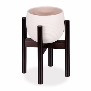 Relaxdays Bamboo Flower Stand, Adjustable, Brown