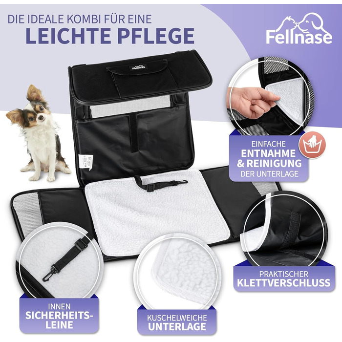 Транспортна переноска для собак та котів - зручна та складана переноска для подорожей, 40 x 34 x 25 см. Підходить для авіаперельотів та має додаткове відділення для зберігання речей