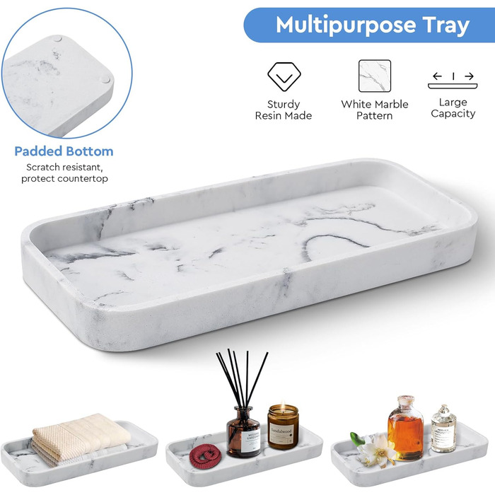 Набір аксесуарів для ванної кімнати, 4 шт., янтарне скло, органайзер для полиці, дозатор мила, тримач для зубних щіток, контейнер для ватних паличок, піднос з малюнком блакитного та білого мармуру