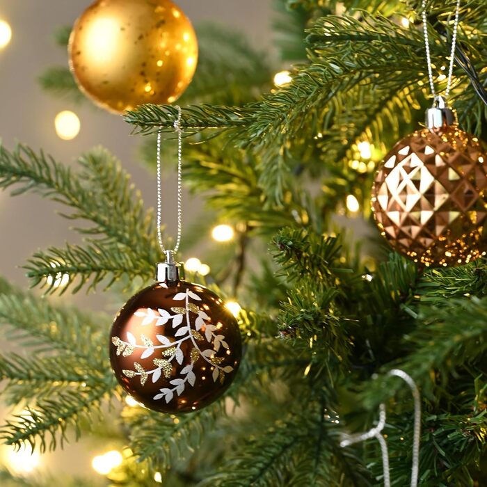 Набір ялинкових прикрас Valery Madelyn (20 шт, 6 см, бронза) - пластикові кулі з гачками, тематика 