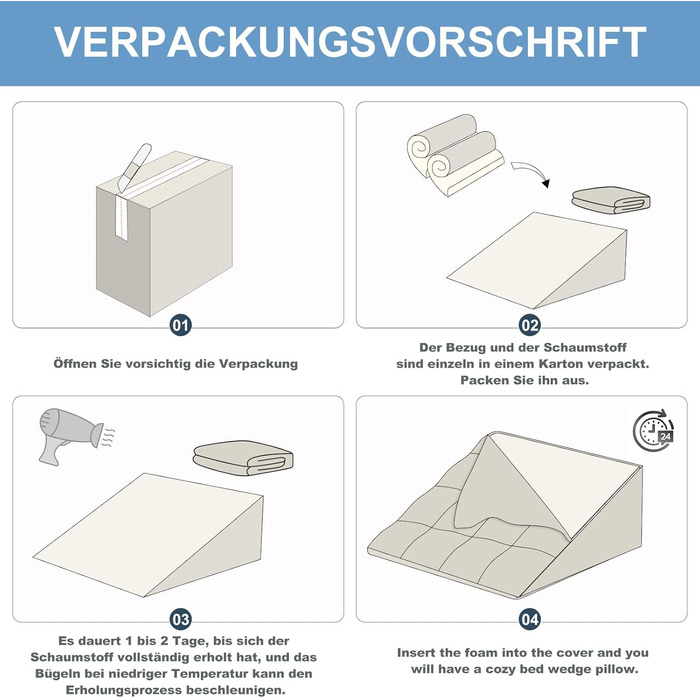 Підголовник для ліжка та дивана HAVARGO з піною з пам'яті - 55x55x25 см. Ергономічний підголовник для підтримки спини, рефлюксу та сну з апное. Ідеальний для читання та відпочинку.