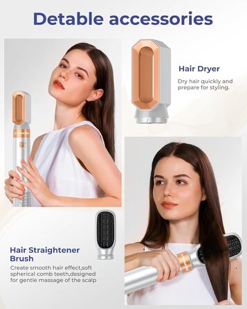 Atopskins Фен-щітка 6 в 1: стайлер для волосся, фен, щипці для завивки, випрямляч, об'єм, локони