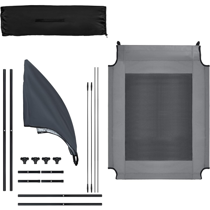 Підвищене ліжко для собак з балдахіном, Outdoor, для кемпінгу та пляжу, XL (122 x 92 x 102 см), водонепроникний дах, дихаюча тканина