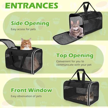 Транспортний бокс для котів Lannvan, до 6,5 кг, складаний, чорний (45x30x30 см)