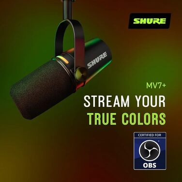 Shure MV7+ Повний комплект для подкастингу: USB/XLR мікрофон, LED-сенсор, автоматичне регулювання, цифровий поп-фільтр, ефекти реверберації - Білий