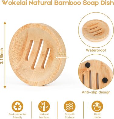 Набір мильниць з бамбука (4 шт.) для душу та ванни. Круглі дерев'яні підставки для мила, шампуню та кондиціонера. Самостійно висувні, підходять для кухні та ванної кімнати.