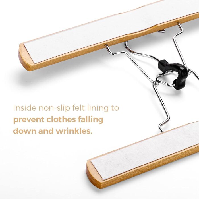 Дерев'яні вішалки для штанів та одягу HOUSE DAY з кліпсами, 25 шт. - білі, міцні, обертаються на 360°