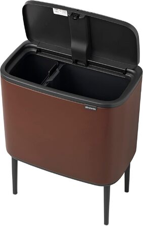 Сміттєвий відер Brabantia Bo Touch Bin на 36 л, металевий, з двома внутрішніми відрами (11л + 23л), колір Mineral Cosy Brown, 54 x 32 x 68 см