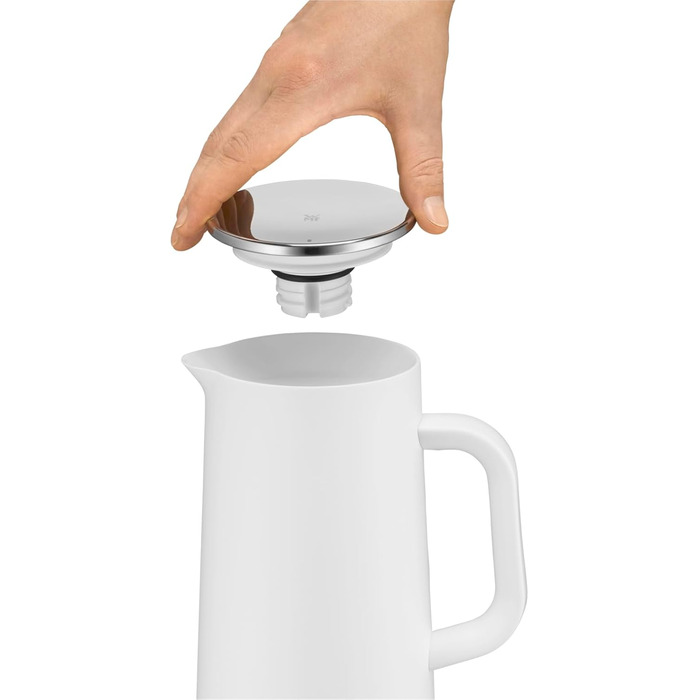 WMF Impulse Thermoskanne 1l, Insulated Carafe for Coffee or Tea, Twist-Lock Closure, Keeps Drinks Cold and Warm for 24h, Thermos for Coffee or Tea, White, Stainless Steel, Plastic