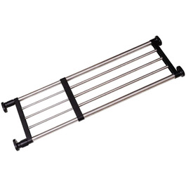 Hershii Extendable Closet Shelf Retractable Organizer Adjustable Closet Organizer Pull-out Closet Divider Rod Closet Metal Storage, for Closet, Kitchen, Bathroom, Black (84-117.5cm/33.07-46.26inches)