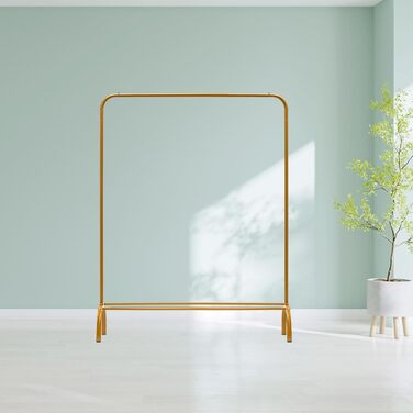 Підставка для одягу на підлозі, металева з полицею для взуття та нижньою полицею, золота, для спальні