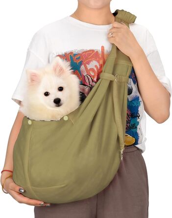 PetLoft Сумка-переноска для собак, реверсивна, регульована, Cross-Body Carrier з кріпленням для нашийника (Хакі)