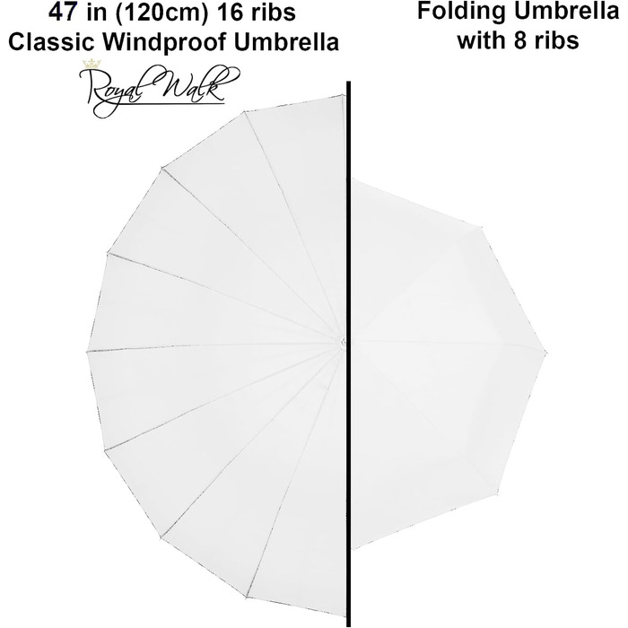 Royal Walk Automatic Travel Golf Umbrella - 54 Inch, Windproof, Waterproof, 2-Person, Wooden Handle, 16 Ribs, Unisex