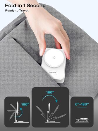 Бездротовий магнітний зарядний пристрій для Samsung Galaxy S25 Ultra/S24, iPhone 16/15/14, Pixel 10/9 Pro/8, Android, білий