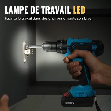 Акумуляторний дриль-шуруповерт 28V з 2 акумуляторами та аксесуарами для дому. 25+3 налаштування крутного моменту, LED-лампа