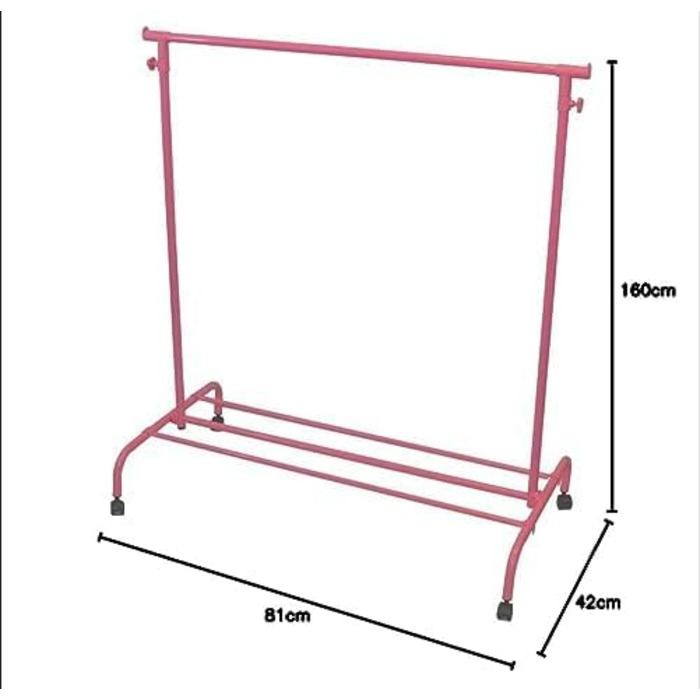 Home Vida Clothes Rack, Single Clothes Rail, Adjustable, Pink