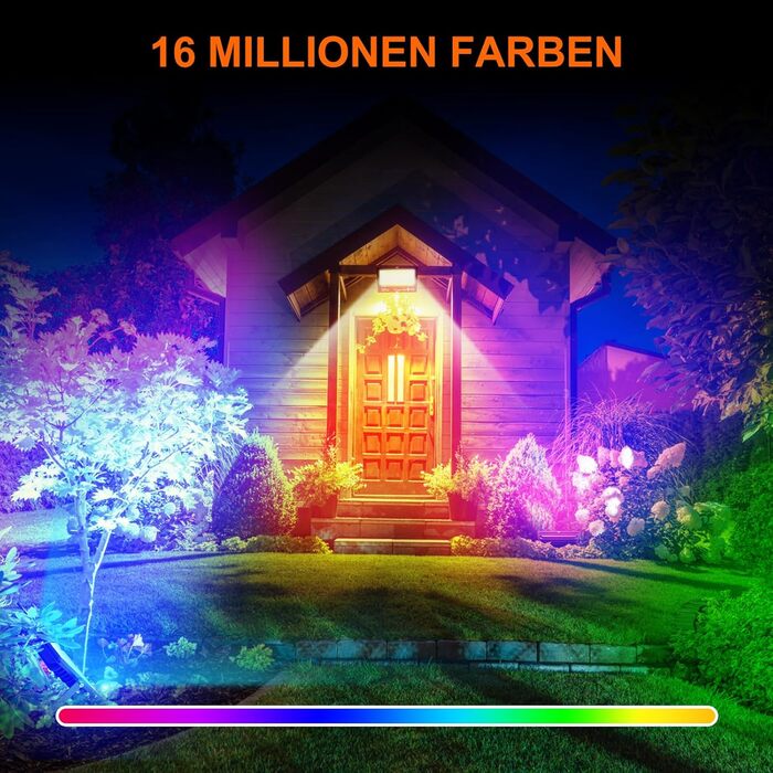DUSKTEC LED Floodlights Outdoor RGB, Colorful Floodlight 80W, Dimmable Outdoor Floodlight with APP, Outdoor Bluetooth Floodlight with Plug Color Changing Warm White, Tree Floodlight IP66 Waterproof for Garden