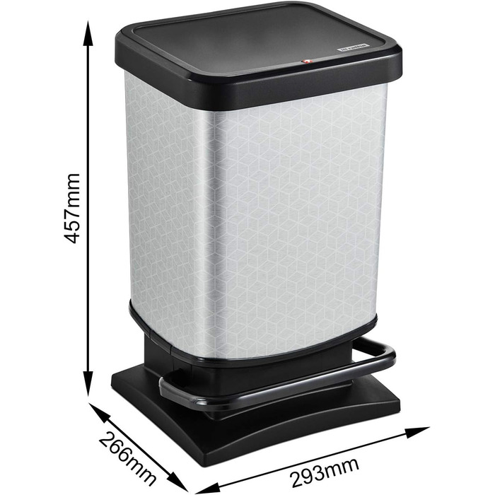 Відро для сміття Ho Paso 20л з кришкою, пластик (PP перероблений), BPA-free, Hexagon