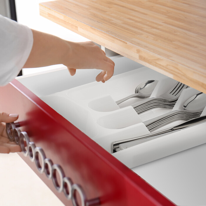 Relaxdays White Cutlery Box - 2 Pack