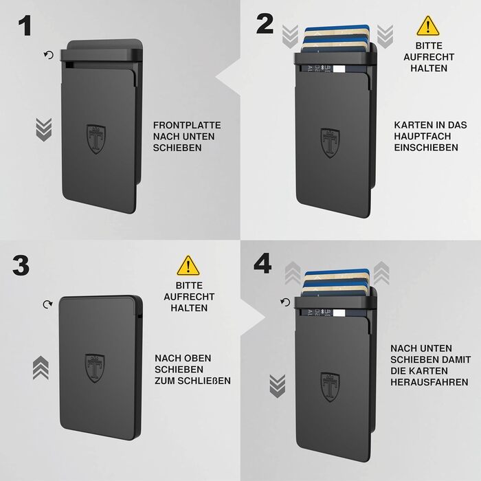 TRAVANDO SLYDE: Тонке шкіряне картхолдер з RFID захистом для чоловіків - 6 карт, картхолдер-портмоне (Чорний)