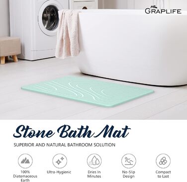 Килимок для ванни та душу Graplife, 2 шт., 60x39 см, зелений, супер поглинаючий, антиковзкий, швидковисихаючий