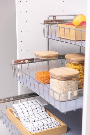 Storage Shop Pull-Out Shelf Basket Combination System for 50cm Wide Cabinet, 3-Tier