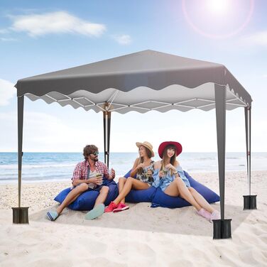 3x3 Gazebo, Waterproof Folding Gazebo Stable and Winter-Resistant, UV Protection 50+, 3x3 Folding Gazebo with 4 Side Walls, Height-Adjustable Garden Gazebo, Foldable Gazebo Tent for Camping, Parties (Gray)