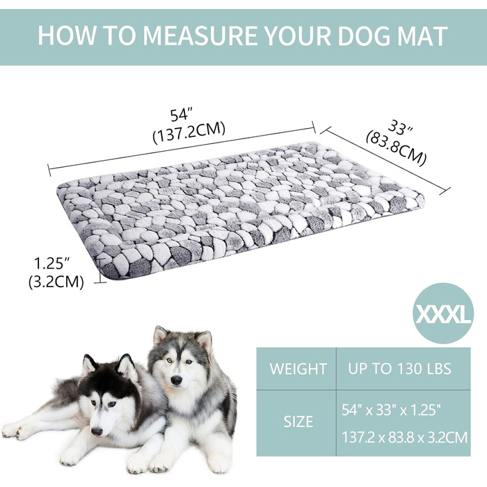 VANKEAN Stivoe Dog Crate Pad, Reversible (Cool & Warm), Soft Pet Sheep Mat Dog Bed for Crate, Suitable for No to XXL-Size Dogs and Cats, Machine Washable Crate Beds (XXXL)